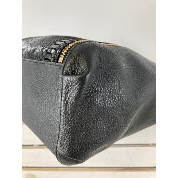 MICHAEL KORS, LARGE BLACK LEATHER ANIMAL PRINT SHOULDER BAG - Picture 8 of 12